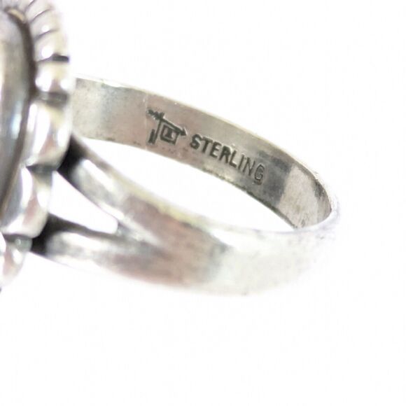 VTG 60's BELL TRADING POST Sterling Silver Green Turquoise Navajo Ring Sz 4-3/4 - Picture 5 of 7